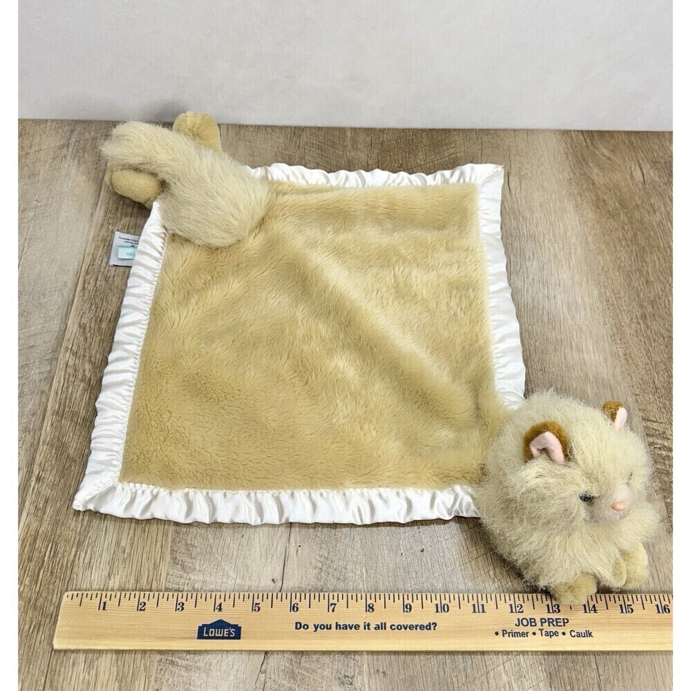 14" Lori Turner My Banky Lynn Kitty Cat Baby Lovey Plush Blanket Satin Trim Tan - Picture 9 of 12